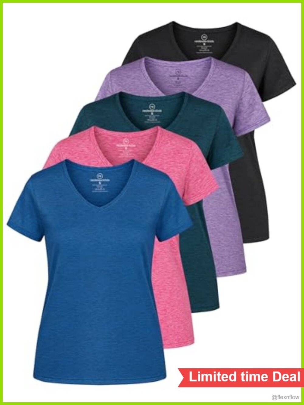 5 Pack Women's Dry Fit Short Sleeve V Neck Workout T Shirt Plus Size